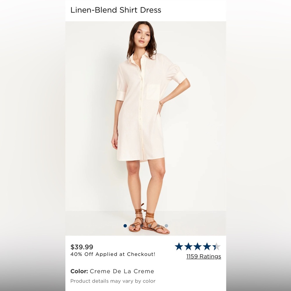 Old Navy Creme Linen-Blend Shirt Dress